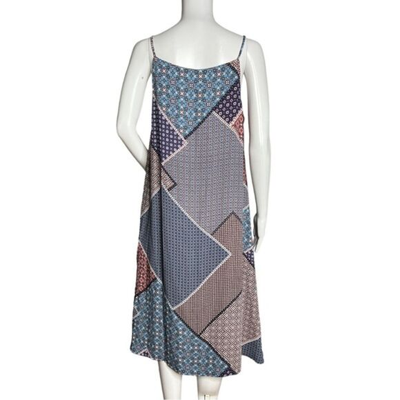 Artisan NY Dress Women Small Multicolor Tile Patchwork Swing Handkerchief Hippie - Picture 3 of 6